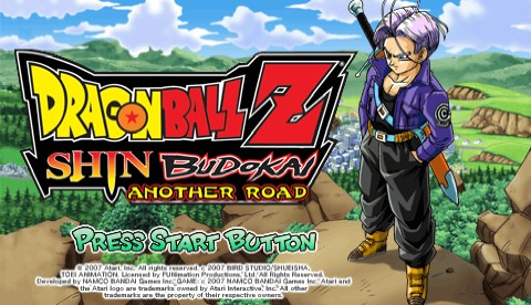 Dragon Ball Z: Shin Budokai title screen for PSP